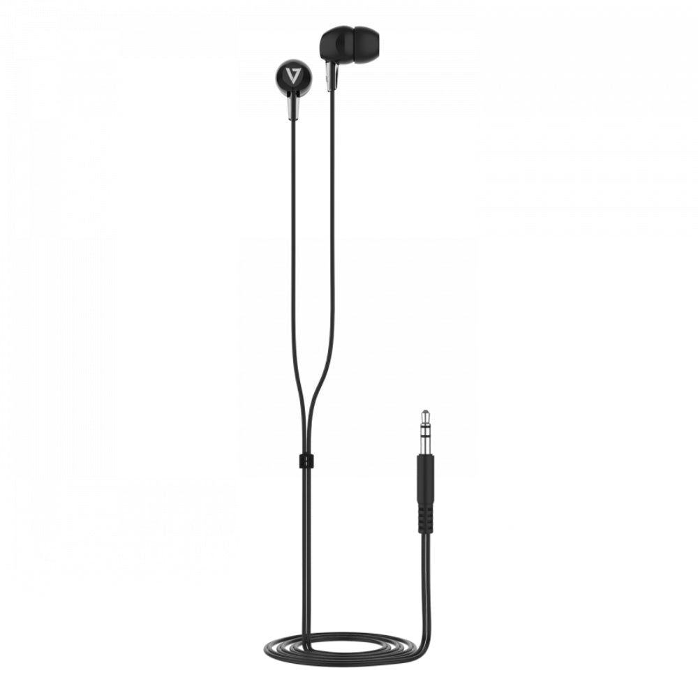 V7 Audio Ha200 In-Ear Stereo Earbuds 3.5Mm 1.2M Cable Black No Mic