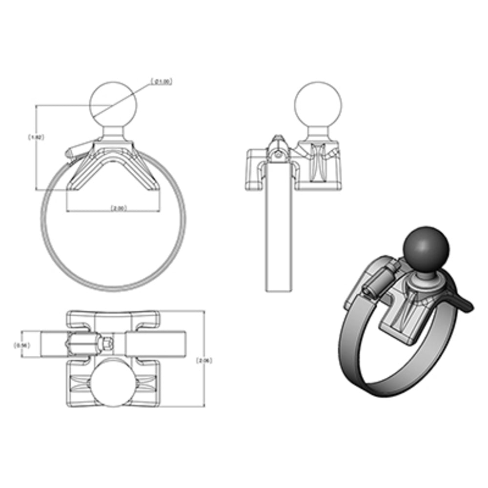 Ram Mounting Systems Ram-B-108U Mount Strap Arm And Round Base