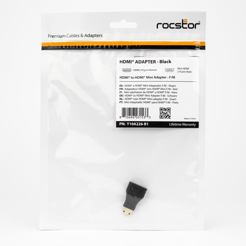 Rocstor Y10A226-B1 Mini HDMI Male to Female Adapter