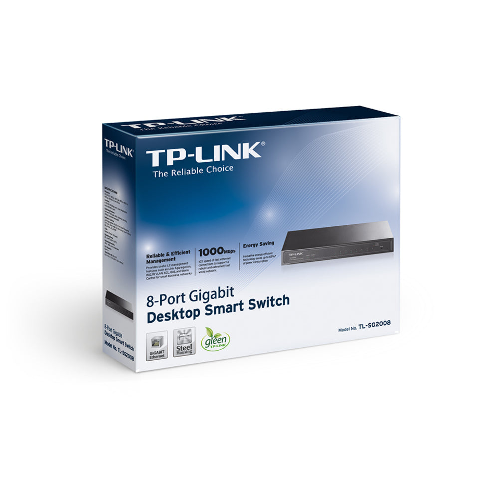 TP-Link TL-SG2008 Swt Tl-Sg2008Pe Omada 8Pt Gigabit Smart 10 100 1000Mbps Rj45