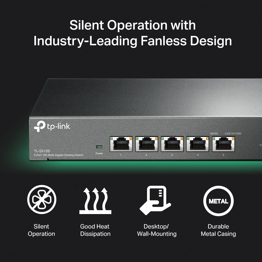 Tp-Link Usa Corporation Tl-Sx105 5-Port 10G Multi-Gigabit Desktop Switch