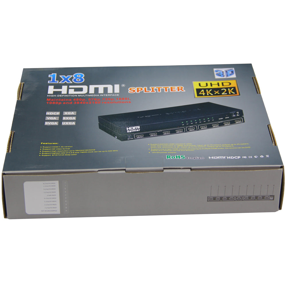 4Xem 4Xhdmi84K2K 8Port Hdmi Video Splitter 4K2K 1080P 4Kx2K 1920X1080 2Yr