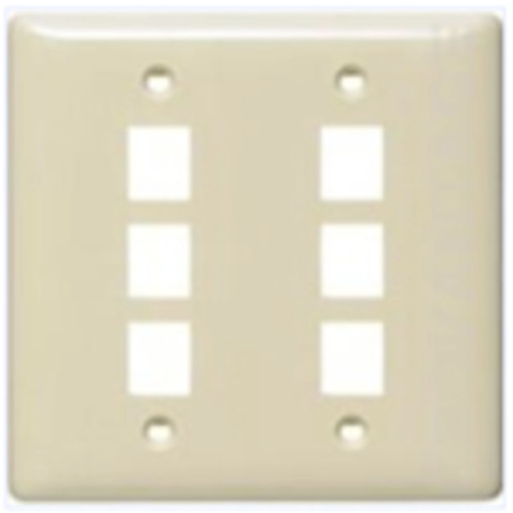 Hubbell NSP26W Multimedia Wall Plate 2-Gang 6-port White Image 1