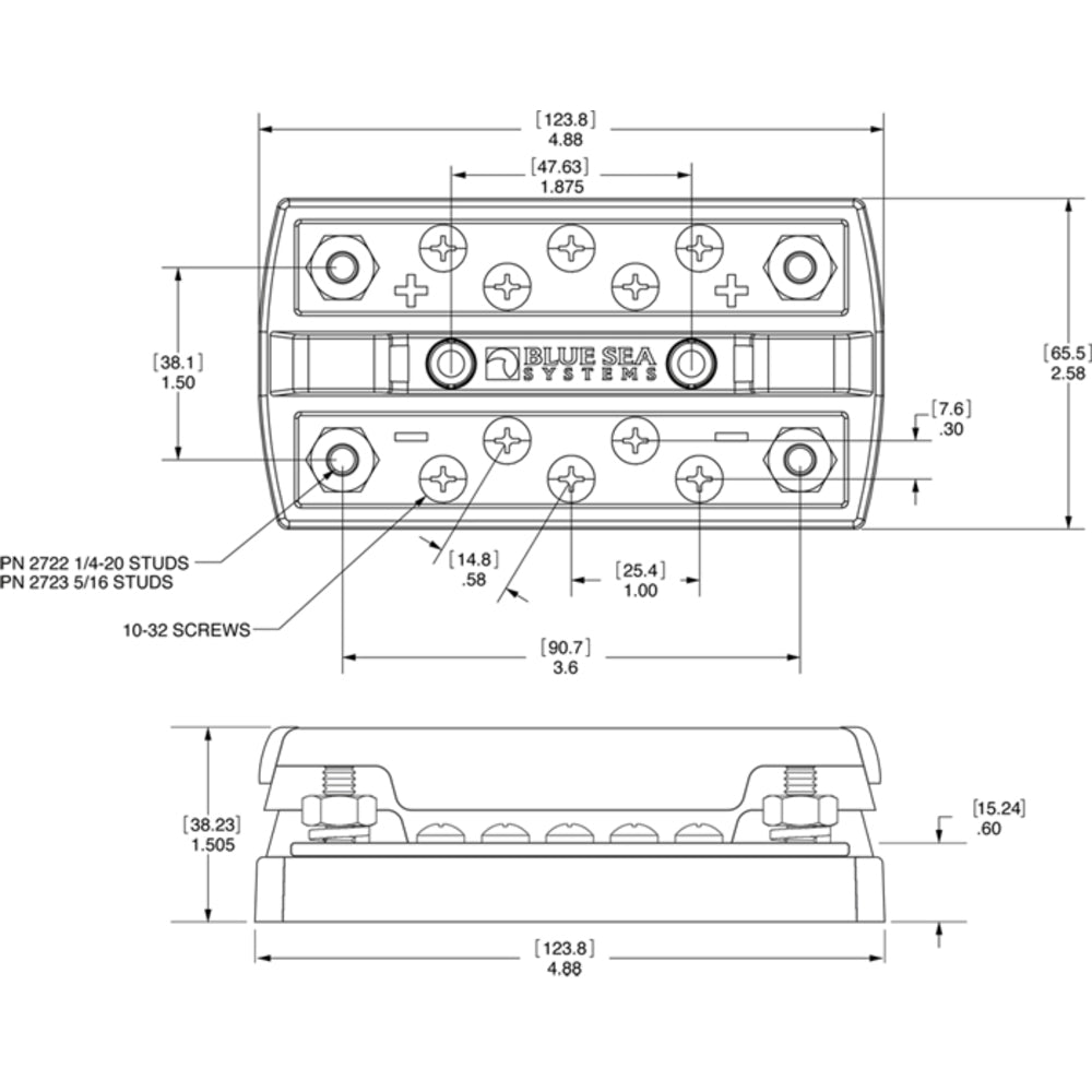 Blue Sea Systems 2722 Dualbus Plus 1/4" Stud 5 X 10-32 Screw Terminal Image 1