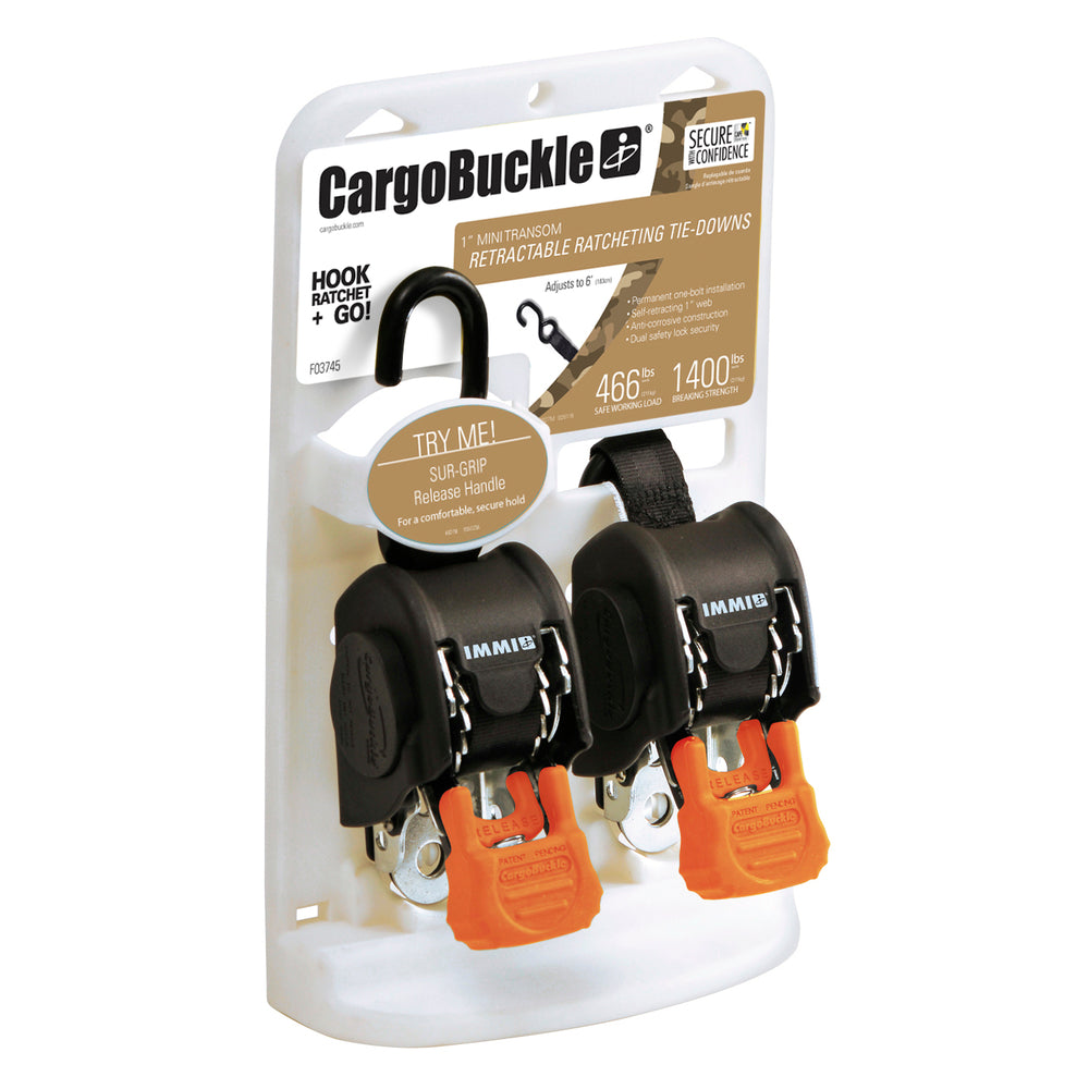 Cargobuckle F103745 Mini G3 Retractable Ratchet Tie-Down 1" X 72" Pair Image 1