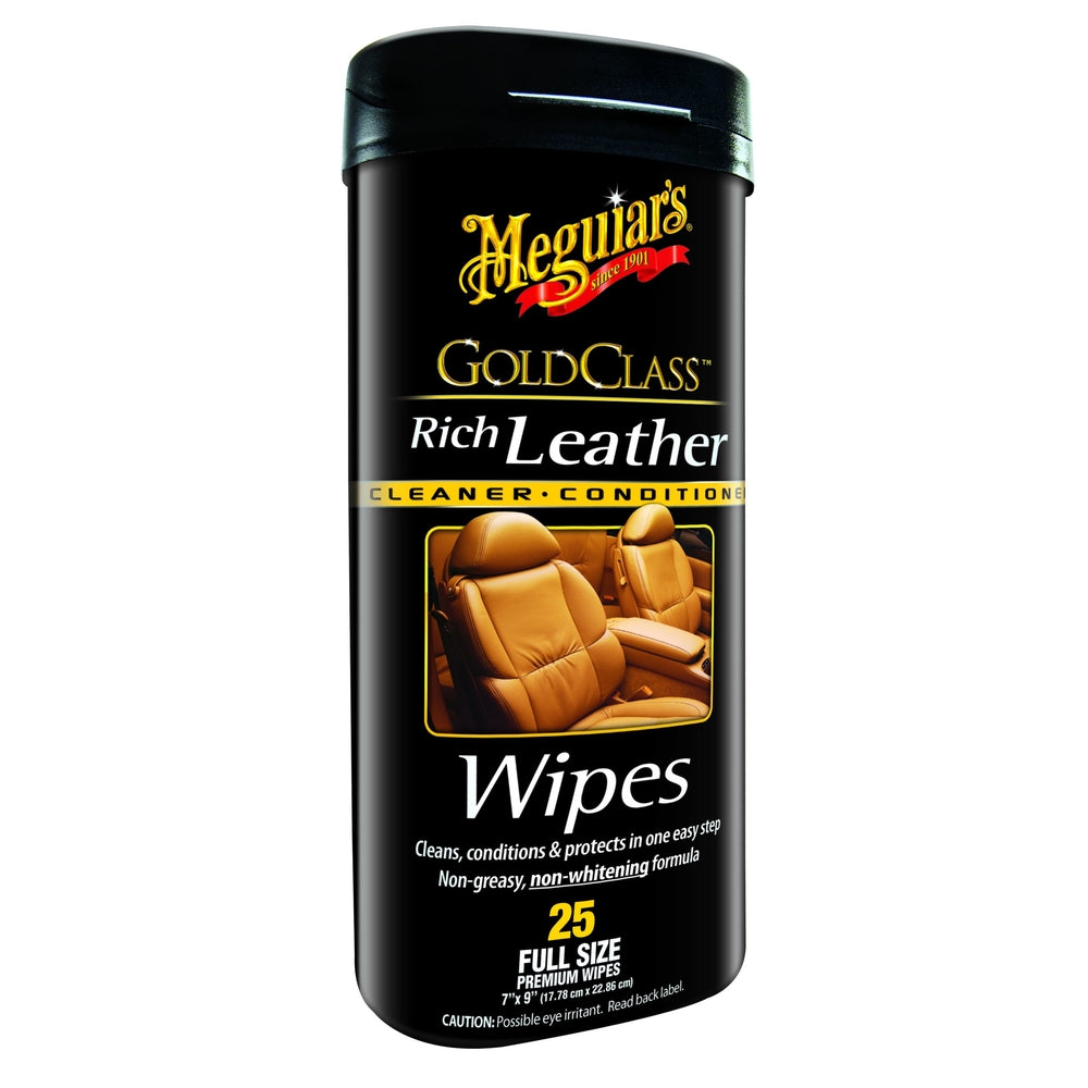 Meguiar'S G10900 Gold Class Rich Leather Cleaner And Conditioner Wipes Image 1