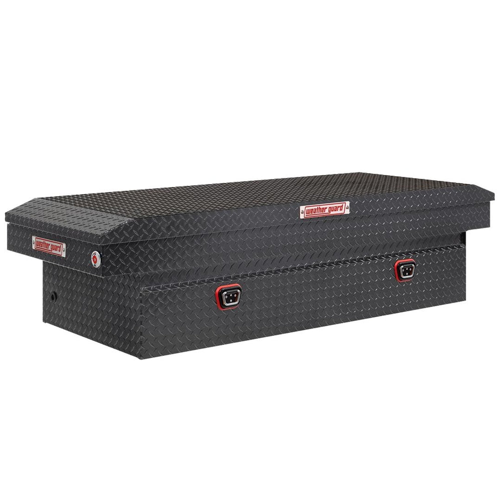 Weatherguard 117-6-04 Saddle Box Crossover Single Lid Gunmetal Gray Aluminum 27-1/2" x 72" x 18-1/2" Height 15.5 Cu Ft Capacity Image 1