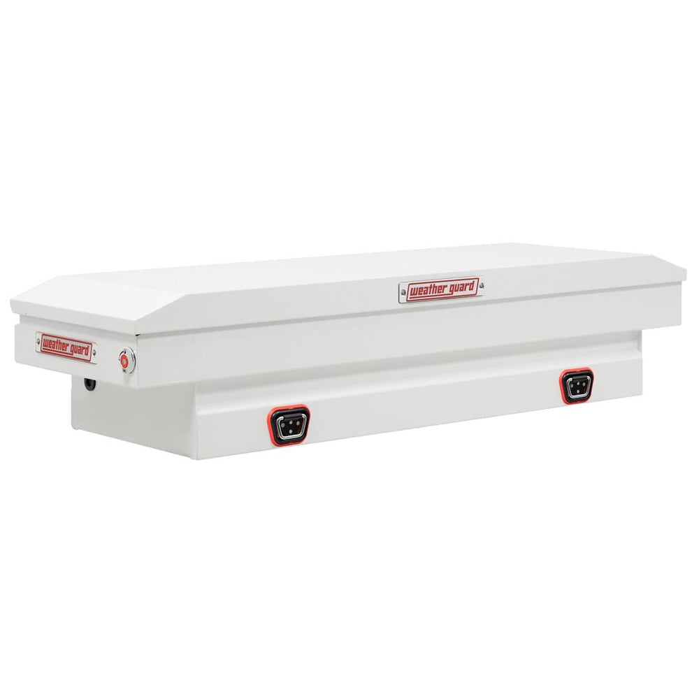 Weatherguard 156-3-04 Saddle Box Crossover Single Lid White Steel 20x62x13" 7 Cu Ft Image 1