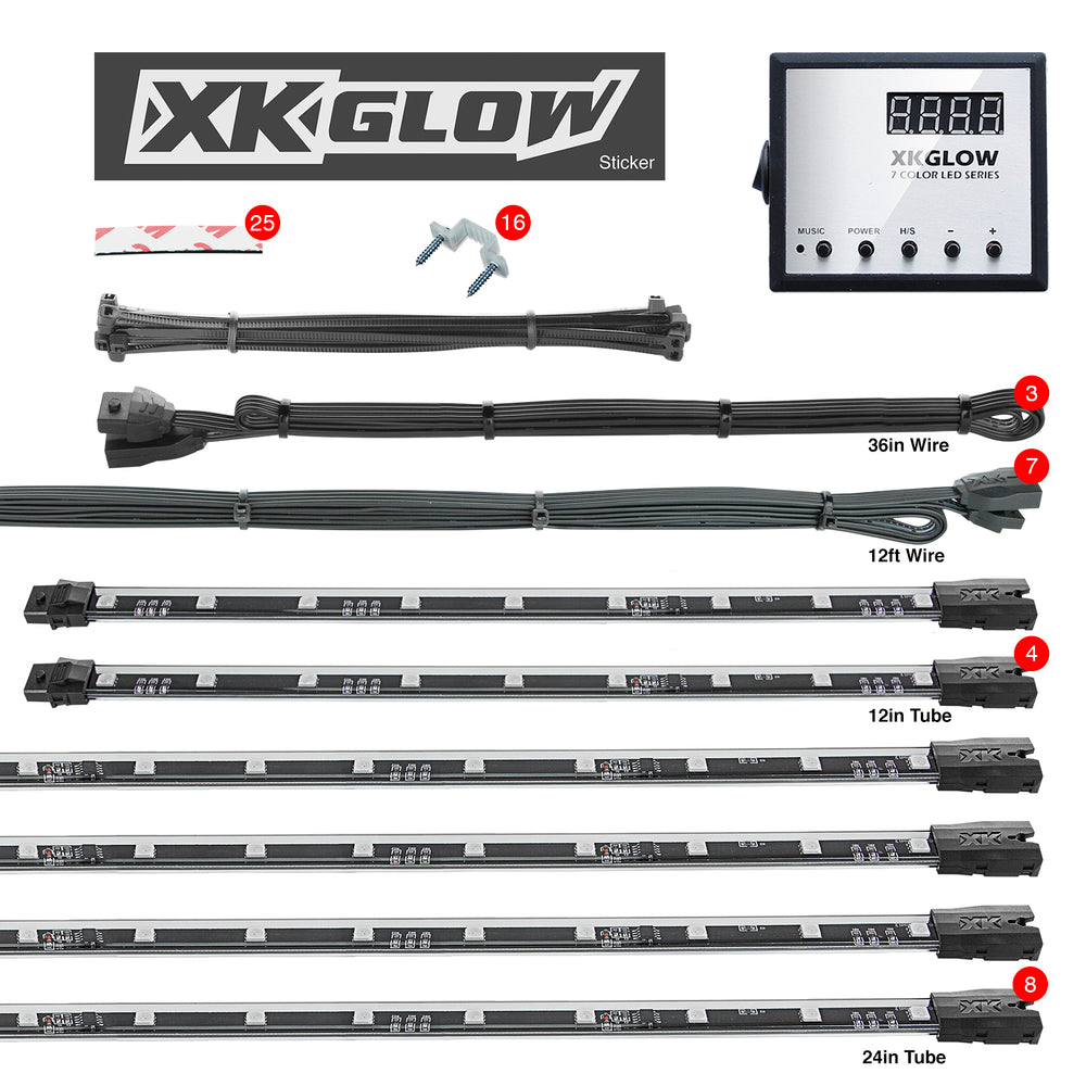 Xkglow Xk041007 Led Underbody Accent Light Kit 4 12" And 8 24" Tubes Image 1