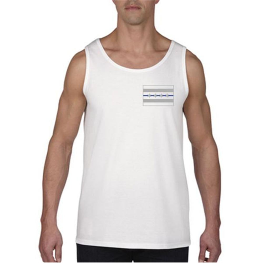 Thin Blue Line CHIC-TANK-WHITE-L Tank Chicago Flag Image 1