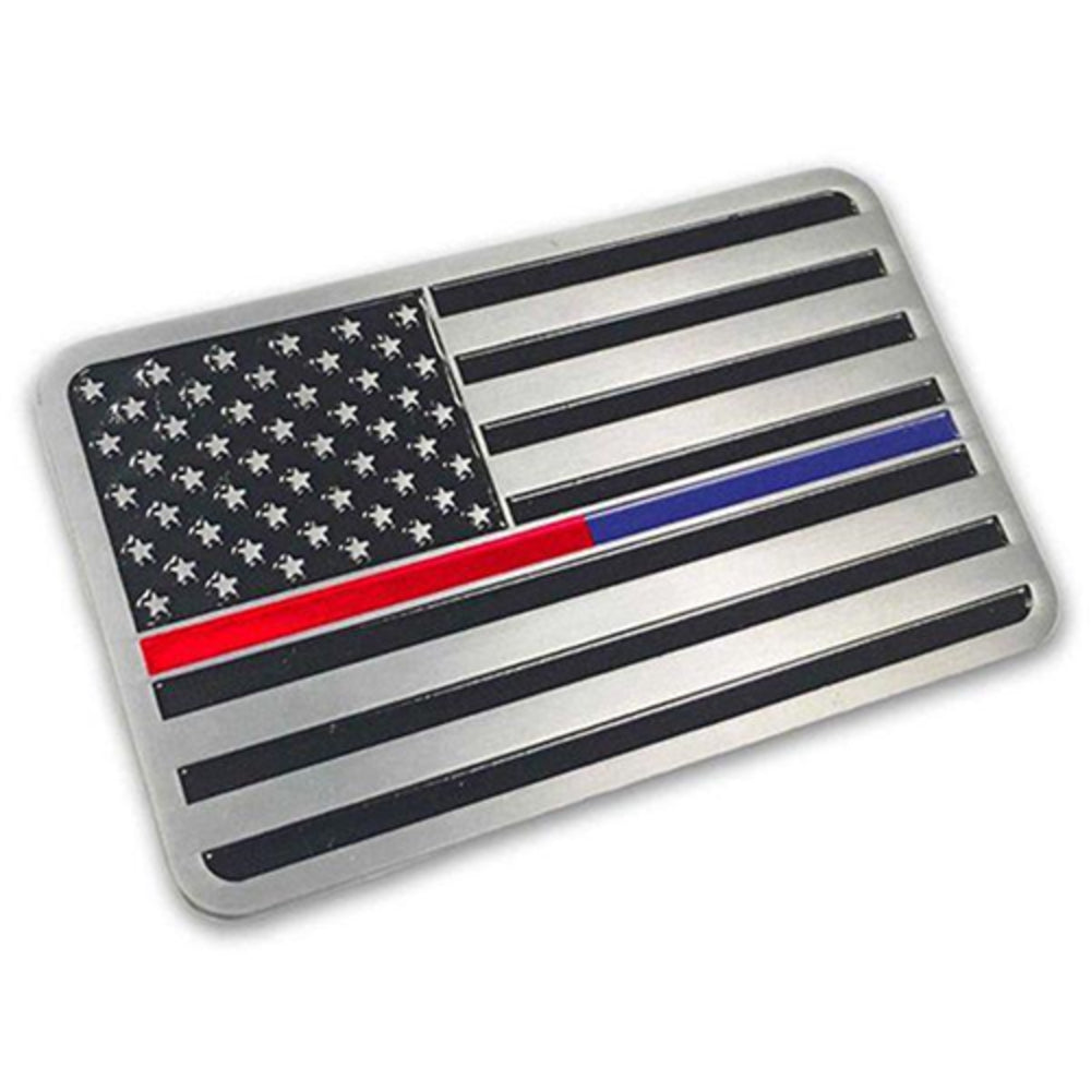 Thin Blue Line DUAL-CAR-EMBLEM Dual Flag Car Emblem Image 1