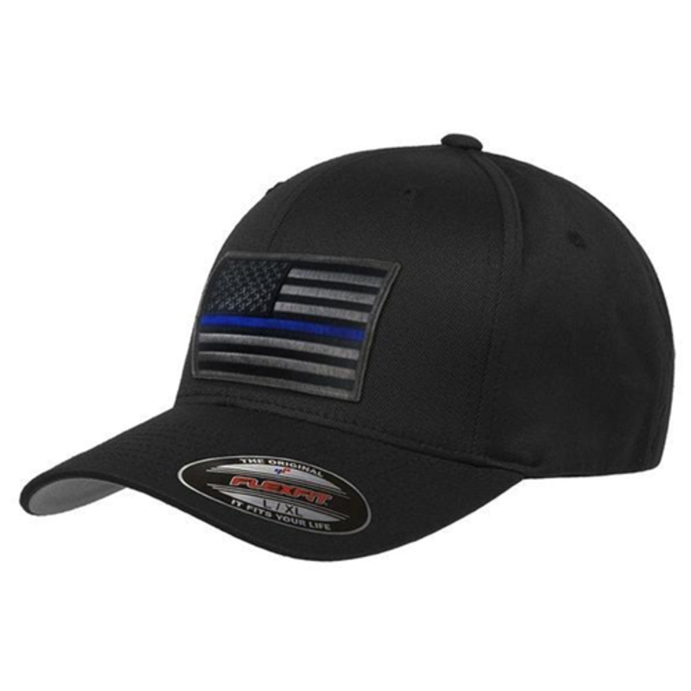 Thin Blue Line FLEX-TBL-BLACK-SUBDUE-BLACK-XL Flexfit Subdued Hat Image 1