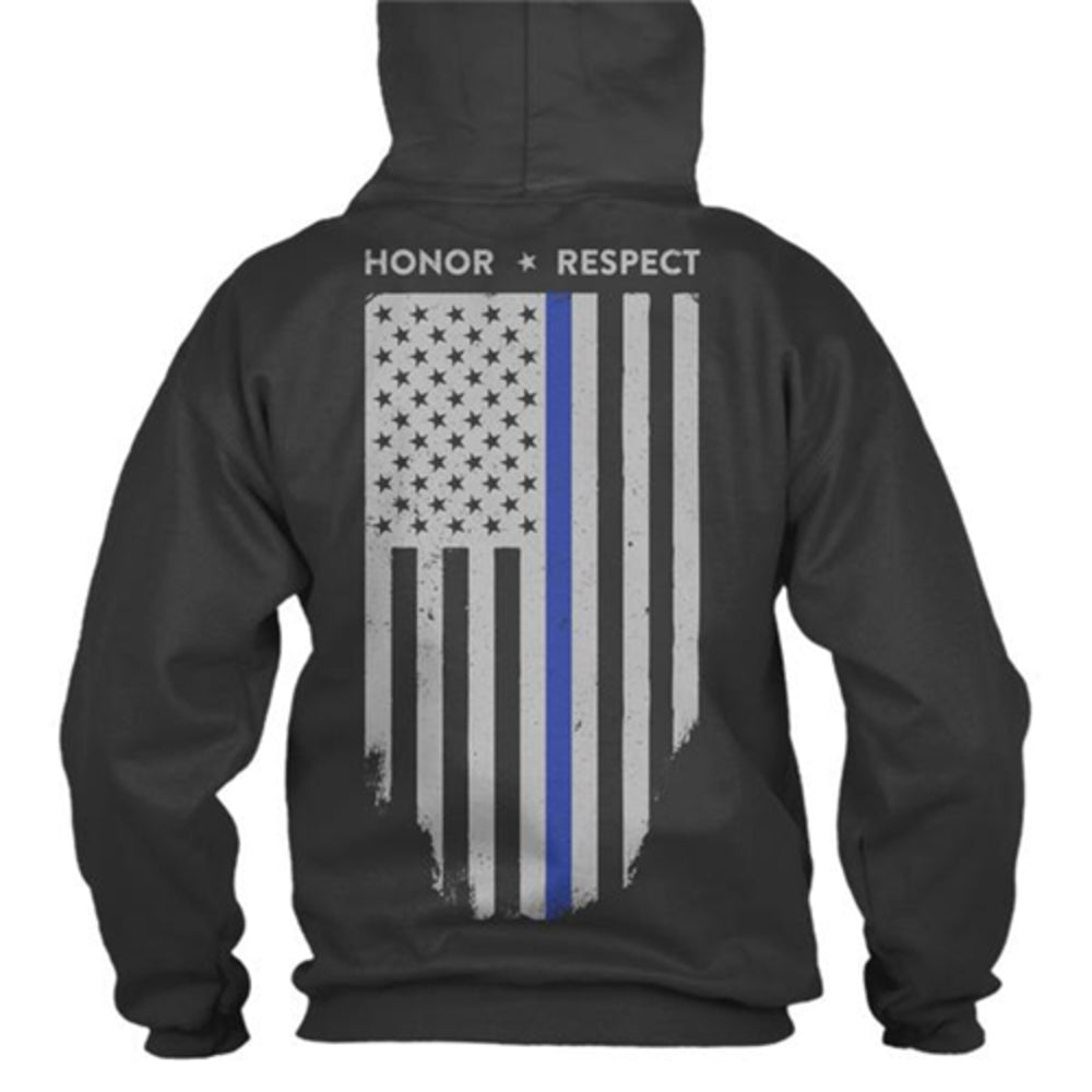 Thin Blue Line TBL-H-BLACK-L Hoodie Honor/Respect Flag Image 1