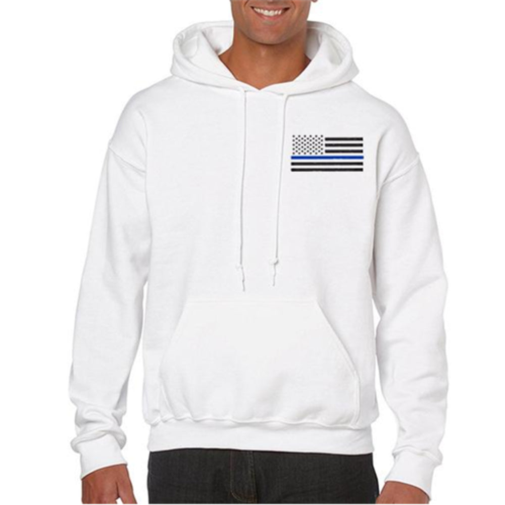 Thin Blue Line TBL-H-SMALL-LOGO-WHITE-XXXXL Hoodie American Flag Image 1