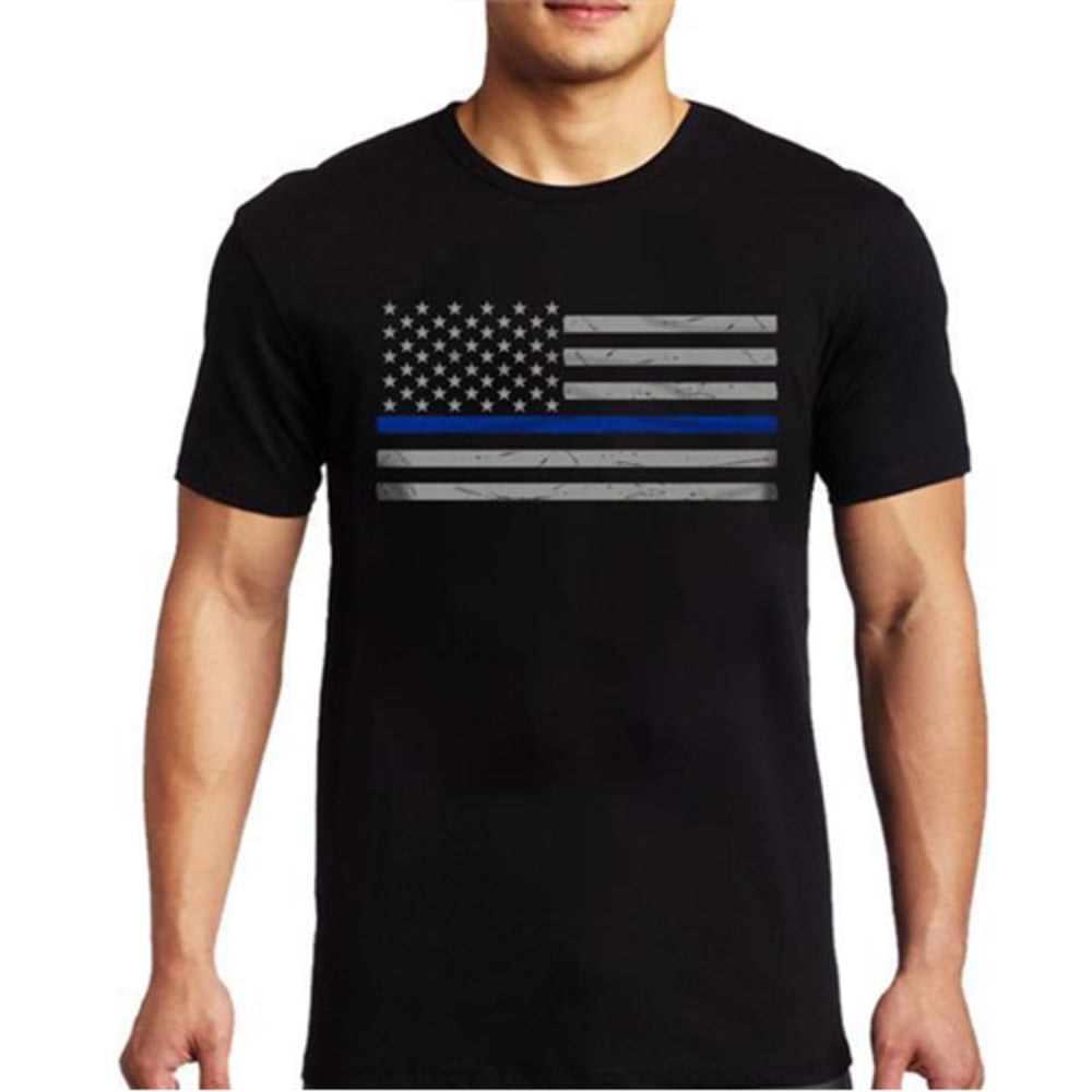 Thin Blue Line MEN-TBL-BIG-LOGO-BLACK-MEDIUM Men's Short Sleeve Classic Image 1