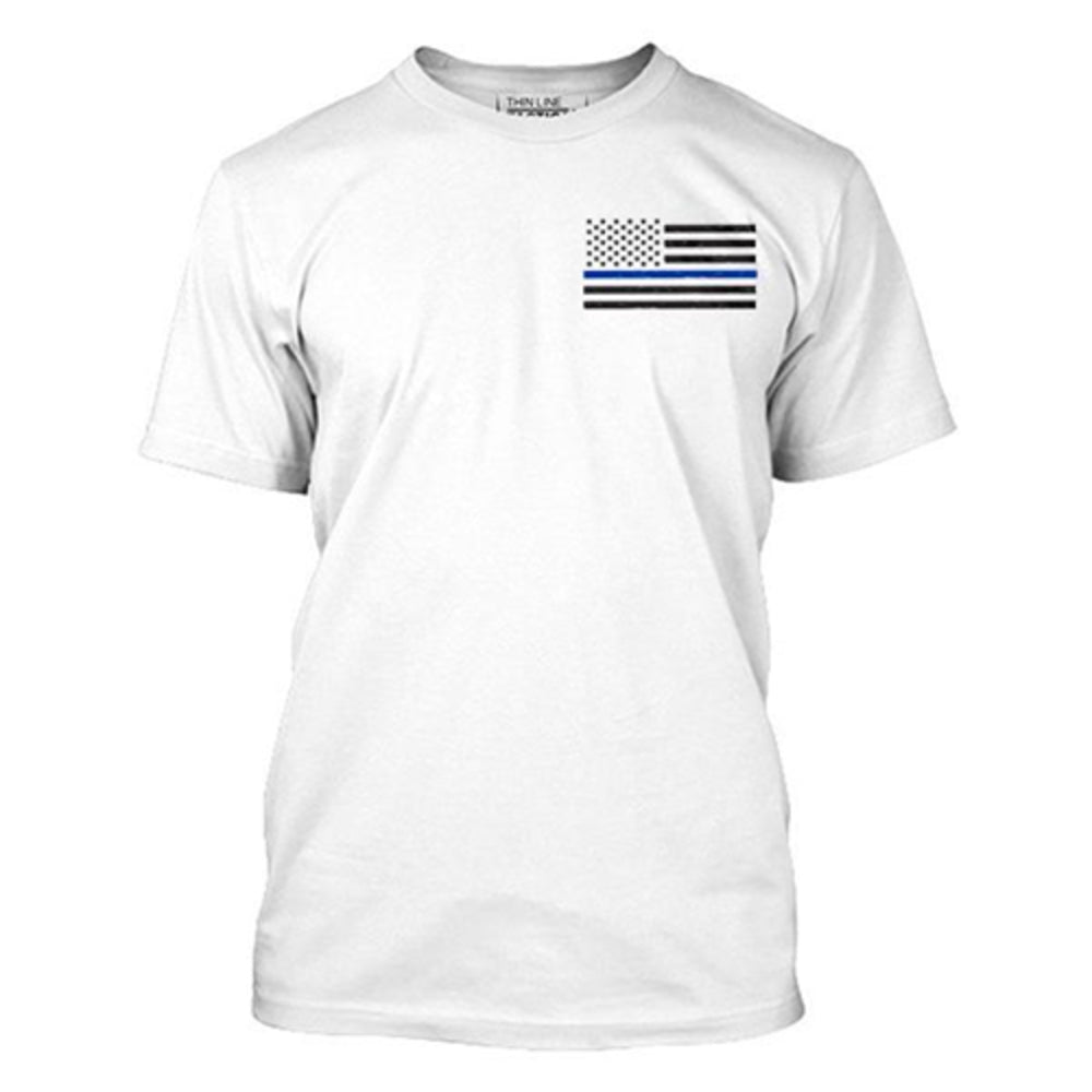 Thin Blue Line MEN-TBL-SMALL-LOGO-WHITE-SMALL Men's T-Shirt Flag Image 1