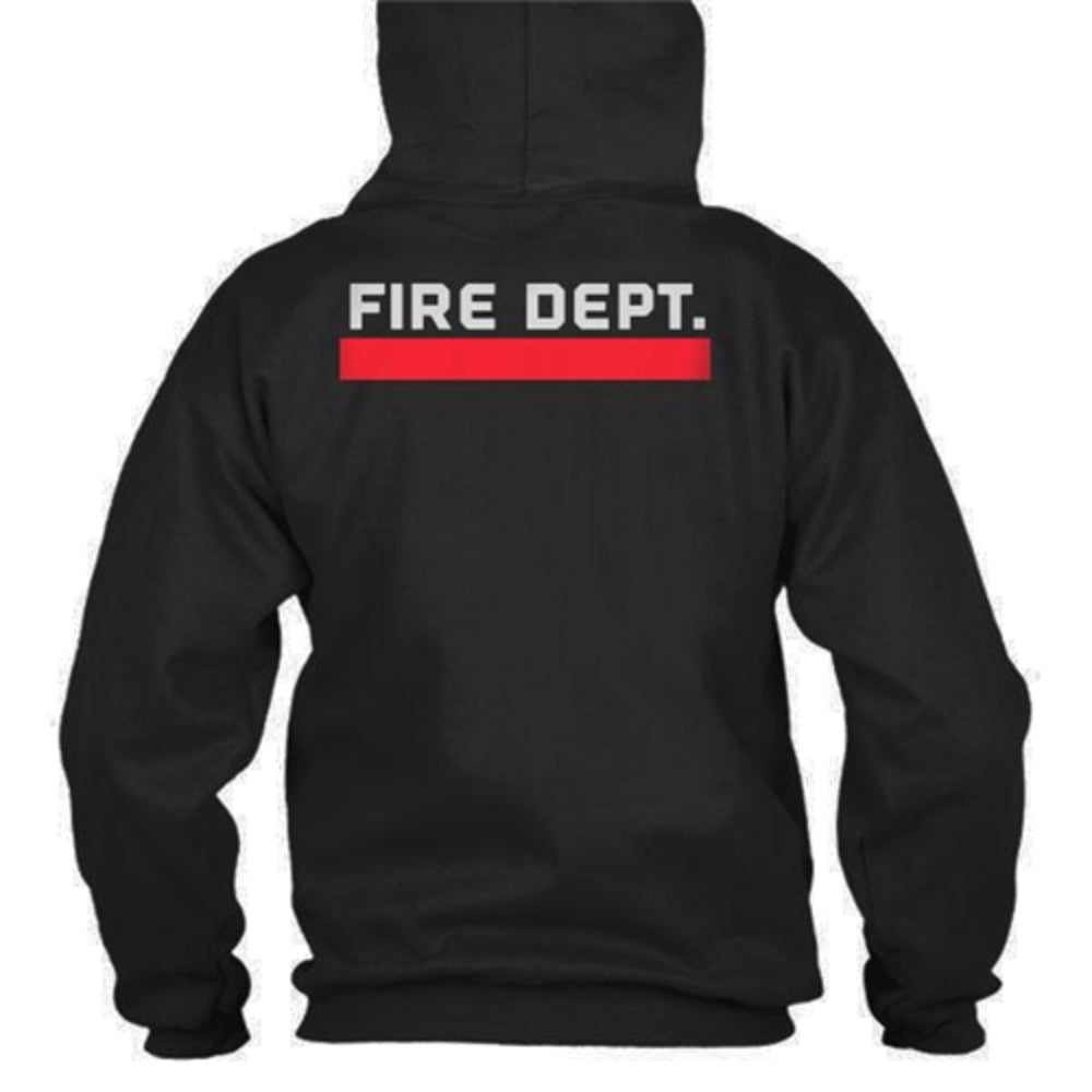 Thin Blue Line Red-H-Black-L Hoodie - Fire Department Flag - Large Image 1