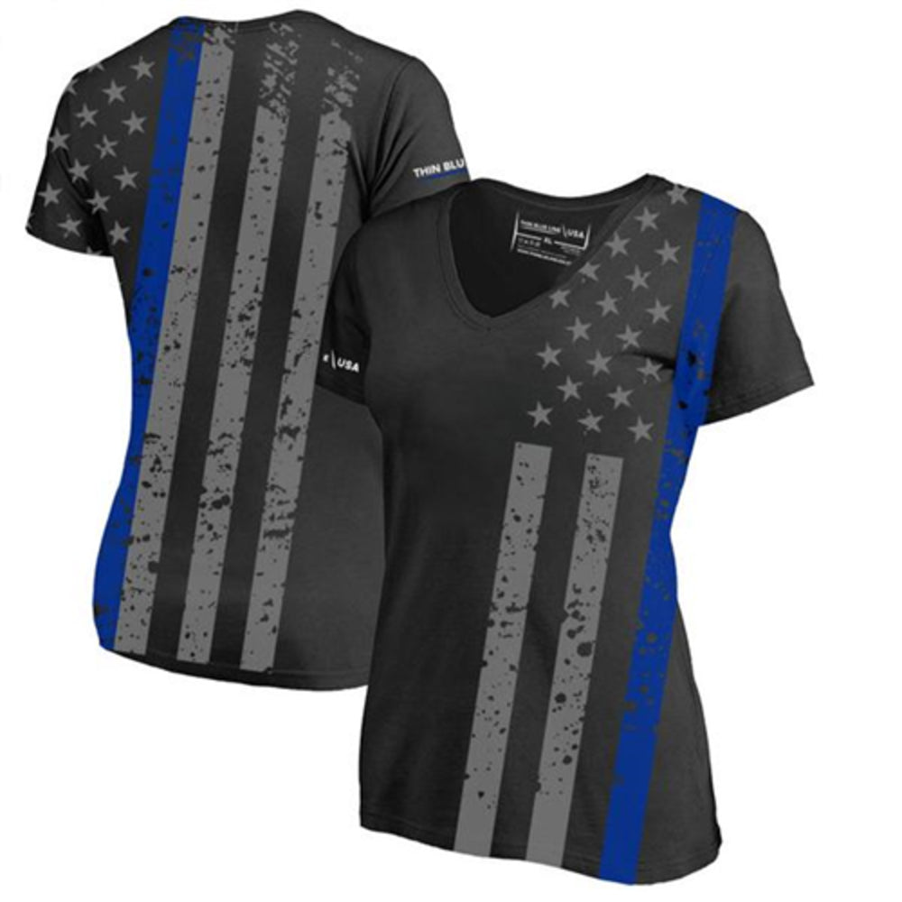 Thin Blue Line SUB-TBL-WOM-SHIRT-2XL Women's Athletic V-Neck T-Shirt All-Over  Image 1