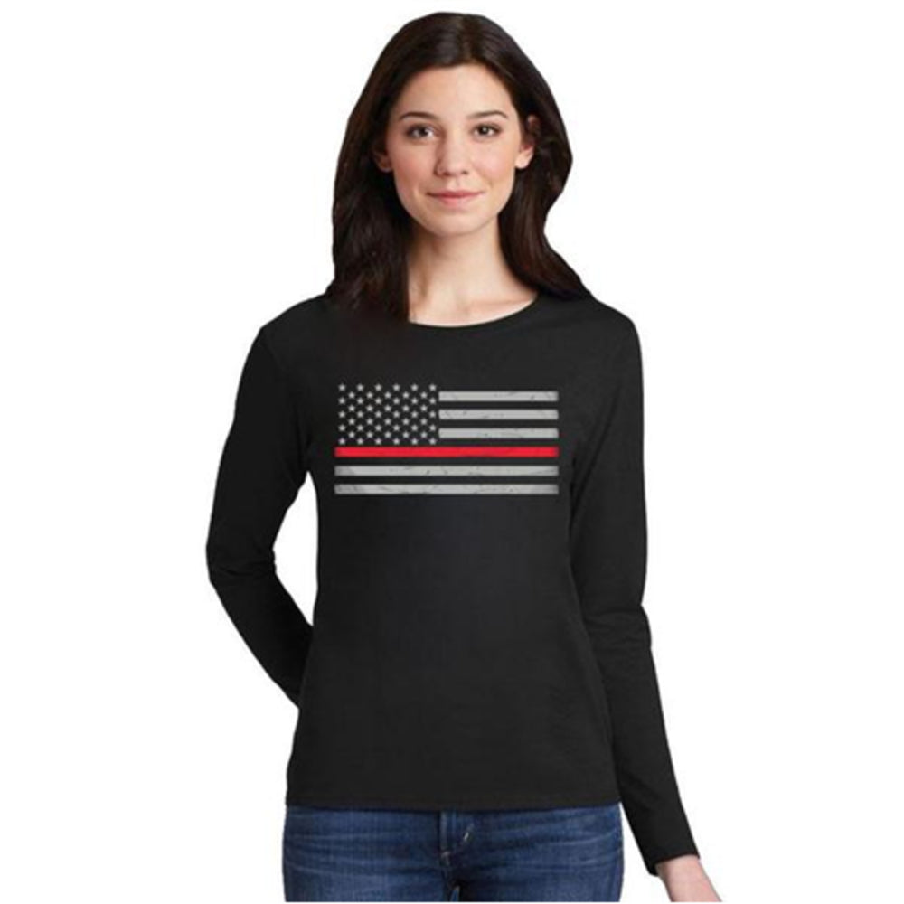 Thin Blue Line WOMEN-LS-CLASSIC-RED-BLACK-MEDIUM Women's Long Sleeve Classic Image 1