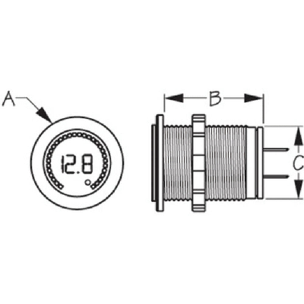 Sea Dog Marine 421617-1 Round Voltage Meter 5V-15VDC