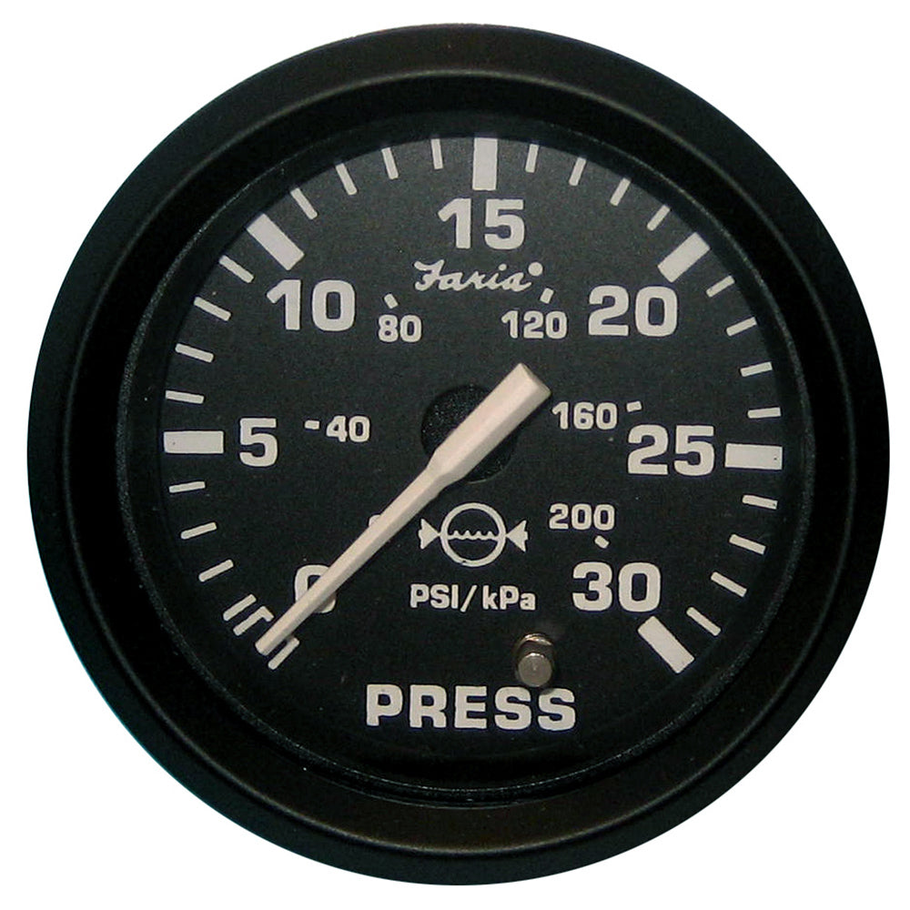 Faria Beede Instruments 12810 Euro Black 2" Water Pressure Gauge 30 Psi Image 1