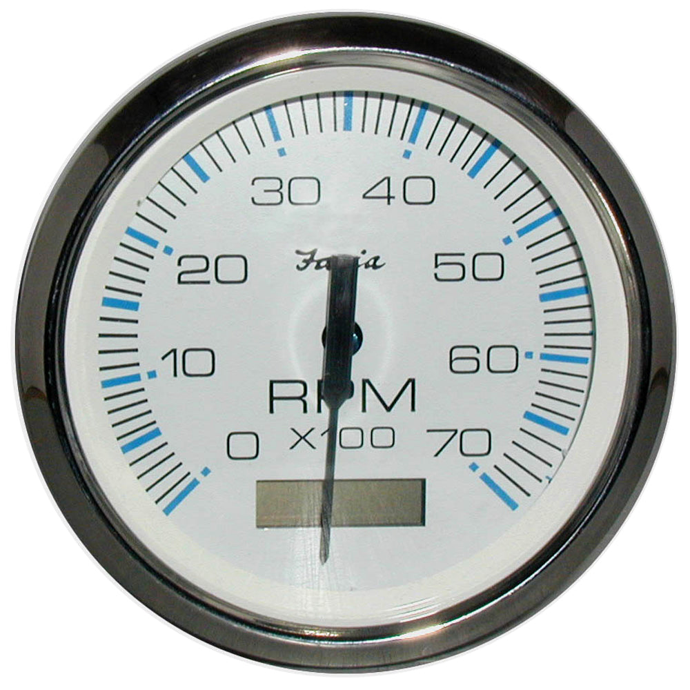 Faria Beede Instruments 33840 Chesapeake White Ss 4" Tachometer Hourmeter 7000 Image 1