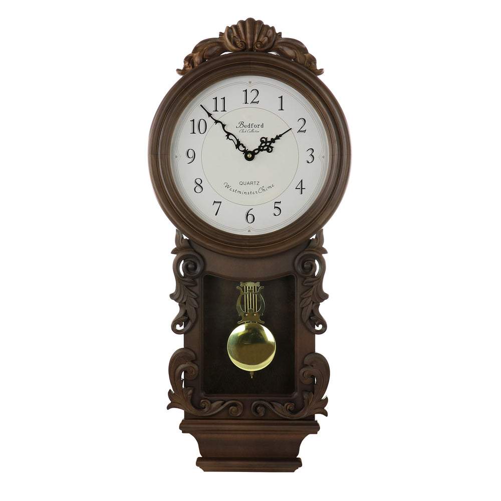 Bedford Clock Collection Bed-9002C Chestnut Chiming Pendulum Wall Image 1