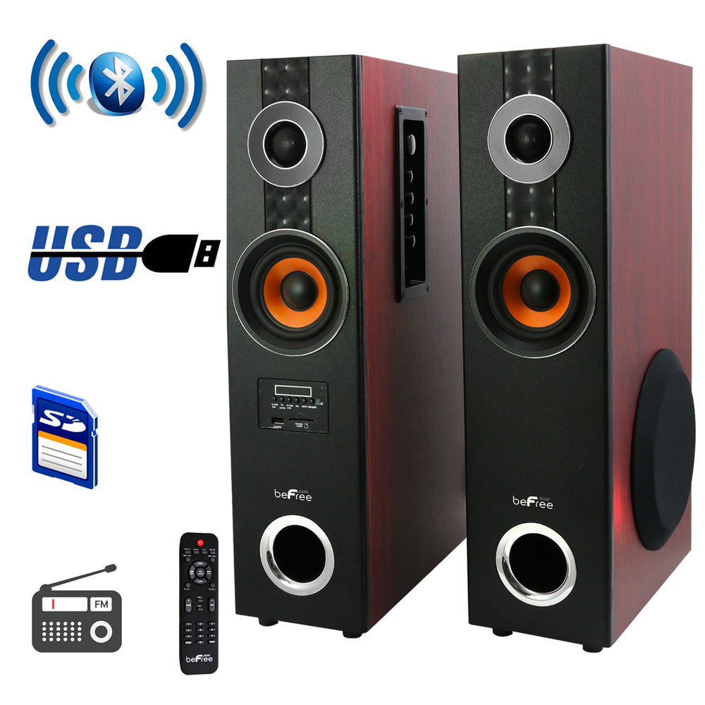 Befree Sound Bfs-T110W-Br-Bndl 2.1 Channel Powered Bluetooth Dual Wood Tower Image 1