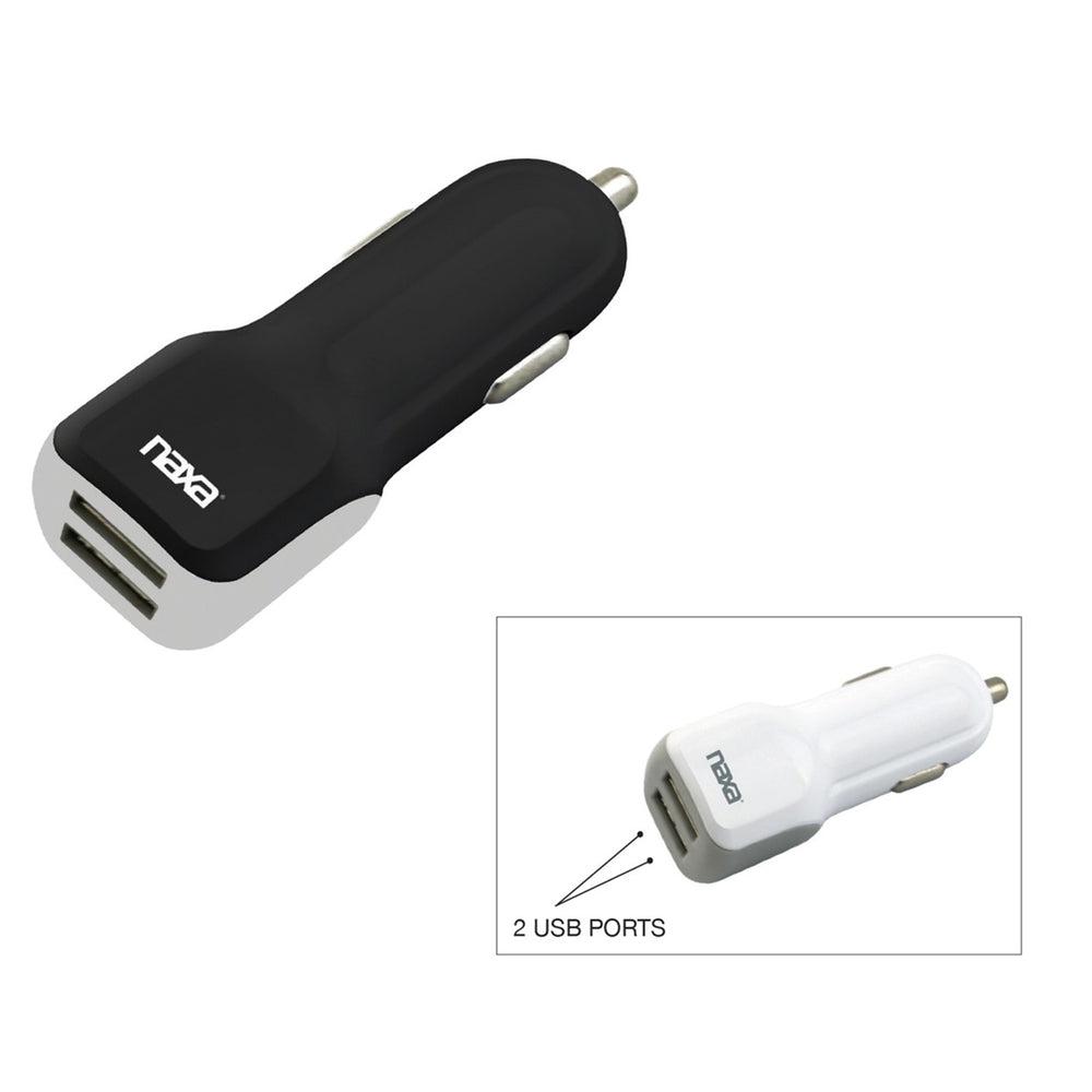 Naxa Na-801Black 10 Watt 2.1 Amp Dual Usb Car Charger-Black Image 1