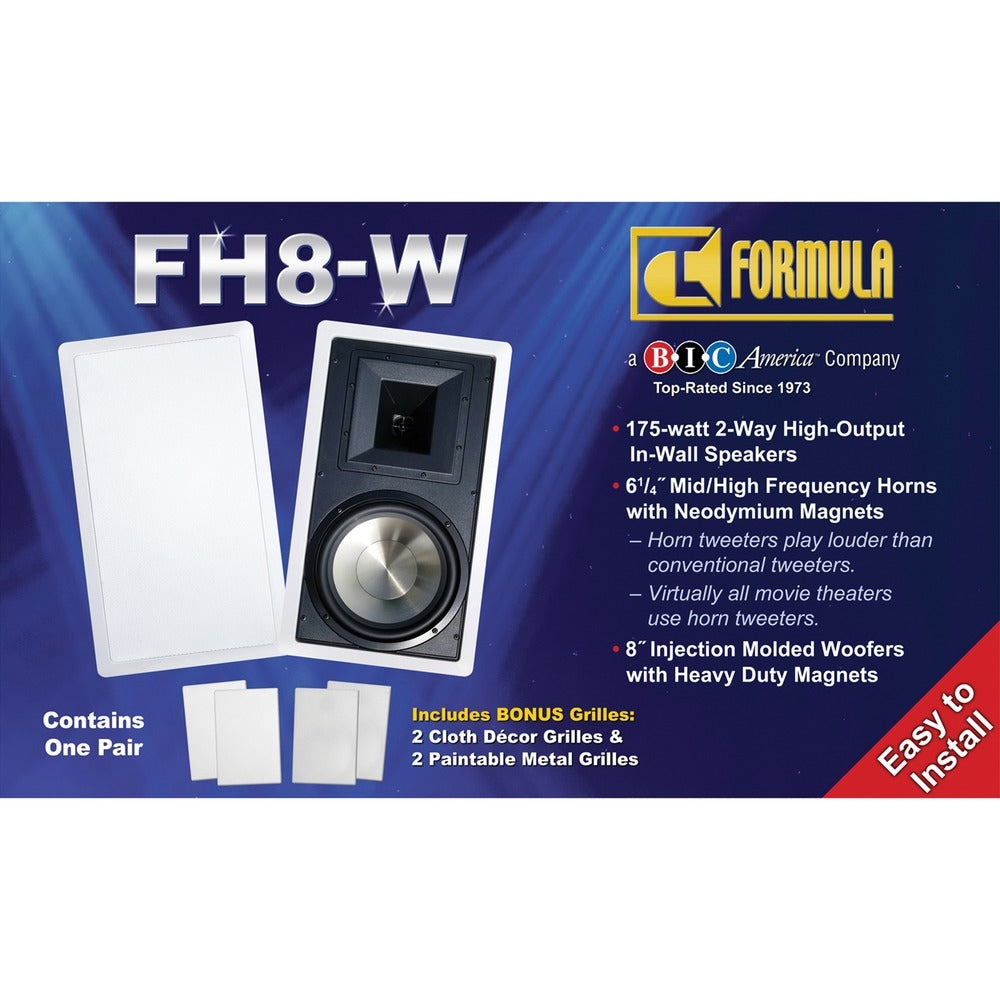 Bic America Fh-8W 8'' 2Way In Wall Speakers