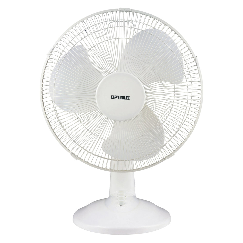 Optimus F-1230 12" Oscillating Table Fan - 3-Speed, Whisper-Quiet Operation