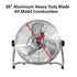 Optimus F-4202 20 In. Industrial Grade High Velocity Fan Painted Grill