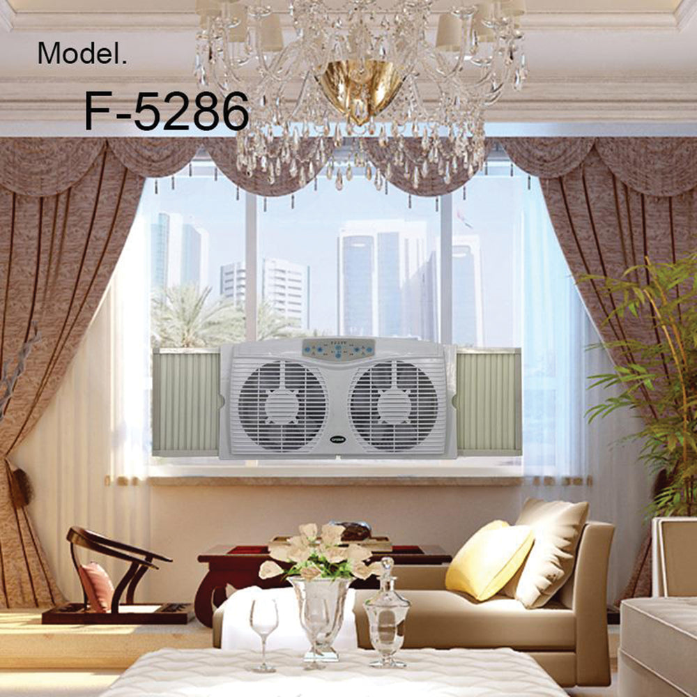 Optimus F-5286 Twin Window Fan Grey with Thermostat