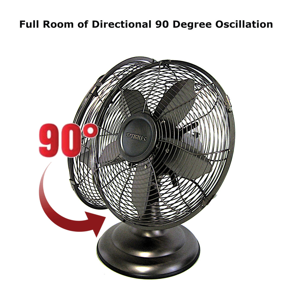 Optimus F-6212A Retro Oscillating Table Fan 12-Inch oscillation 3-Speed 60-Watt