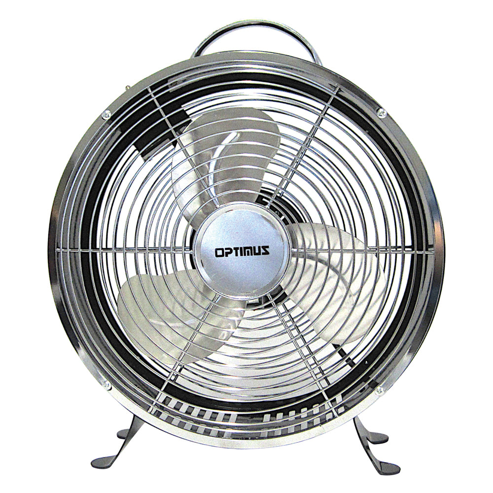 Optimus F-6310BK Retro Drum Fan Black 10-In. Portable 2-Speed 50-Watt