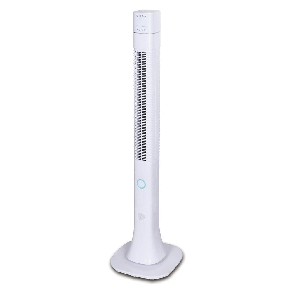 Optimus F-7585WH 48 Inch Pedestal Tower Fan with Bluetooth and LED