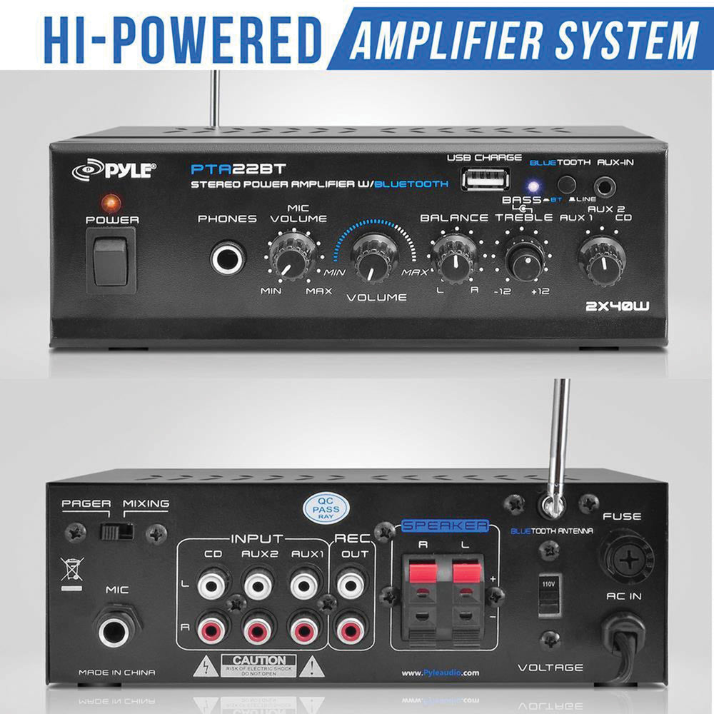 Pyle Pro PTA22BT 2x40W Bluetooth Mini Power Amplifier