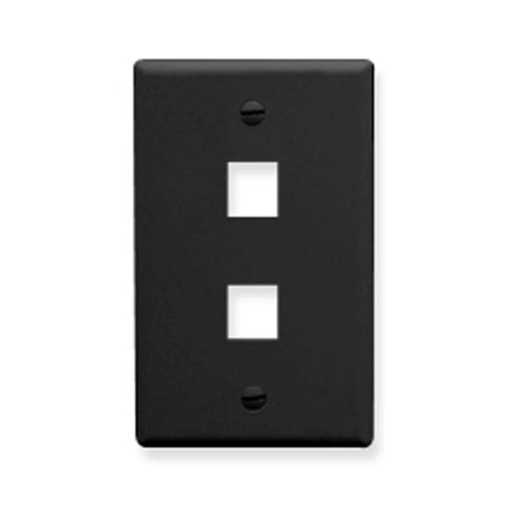 Icc IC107F02BK 1-Gang 2-Port Face Plate Black - Flat Design Image 1