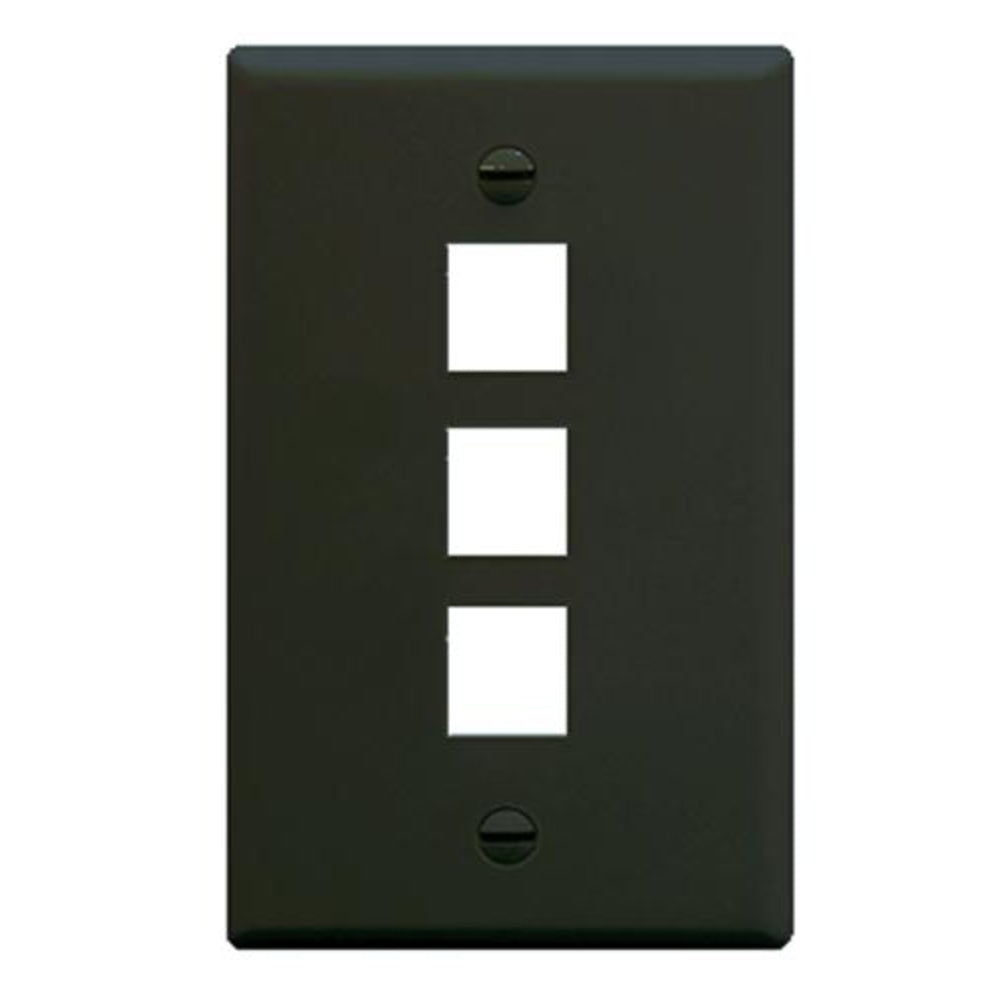 ICC IC107F03BK Face Plate Flat 1-Gang 3-Port Black Image 1