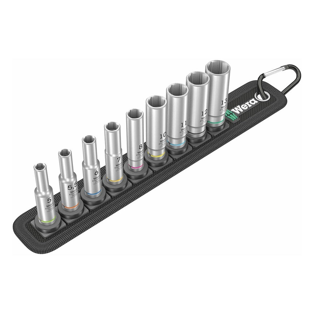 Wera 05 004525 001 1/4" Drive Deep Socket Set - 9 Piece Image 1