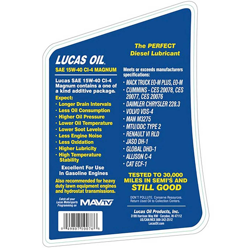 Lucasoil 10076 Lucas Oil Sae 15W-40 Ci-4 Magnum Motor 1 Gallon