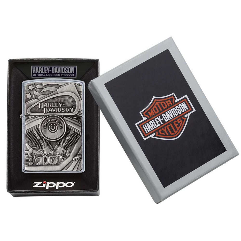 Zippo 29266-000003 Street Chrome Hd Motor Flag Lighter