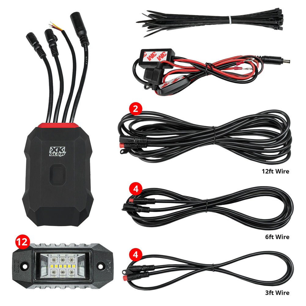 Xkglow Ap-Rock-Adv Xk Glow Xkalpha Rgbw Addressable Led Rock Light Kit Color Image 1