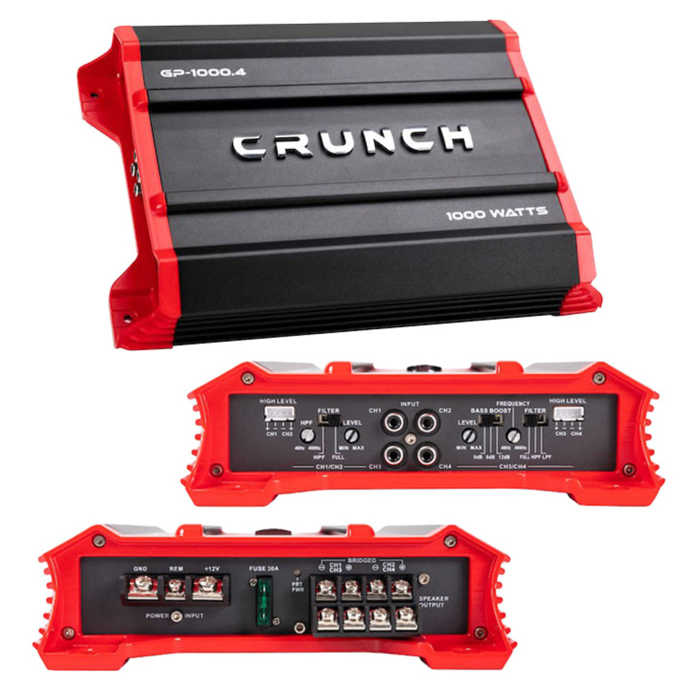 Crunch GP-1000.4 Ground Pounder 4 x 125 @ 2 Ohms 250 2 500 Watts Bridged Car Amplifier Image 1
