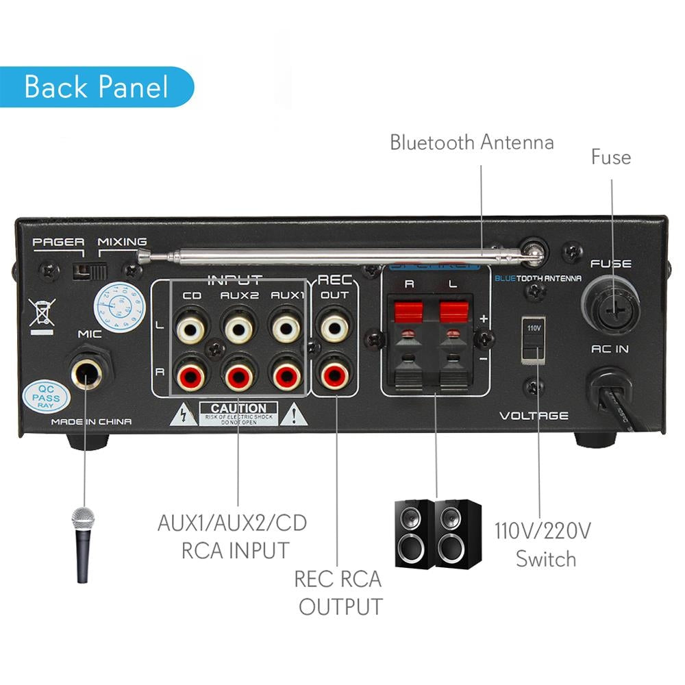 Pyle Pro PTA22BT 2x40W Bluetooth Mini Power Amplifier